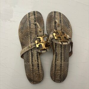 Tory Burch snake skin millers